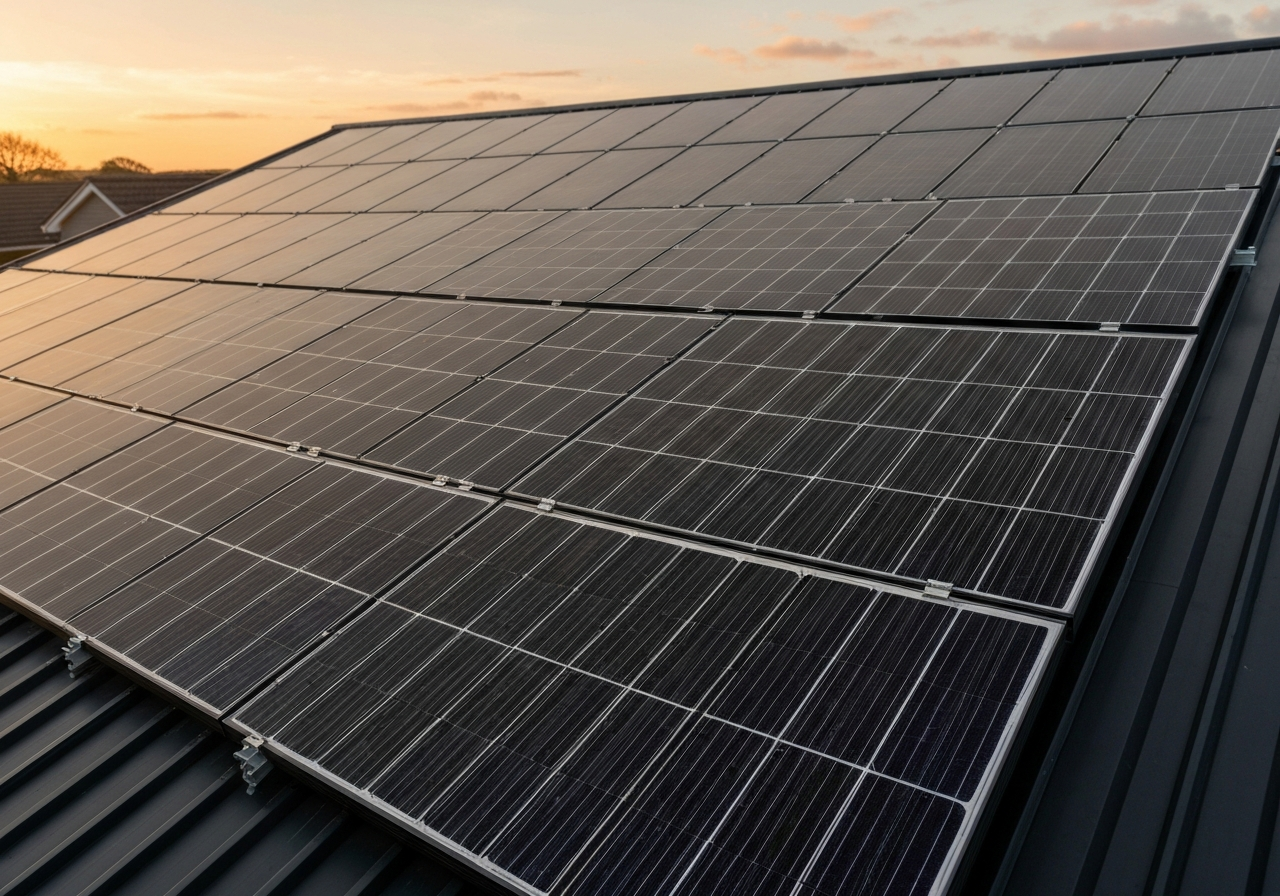 All-black monocrystalline solar panels installed on an Irish home rooftop