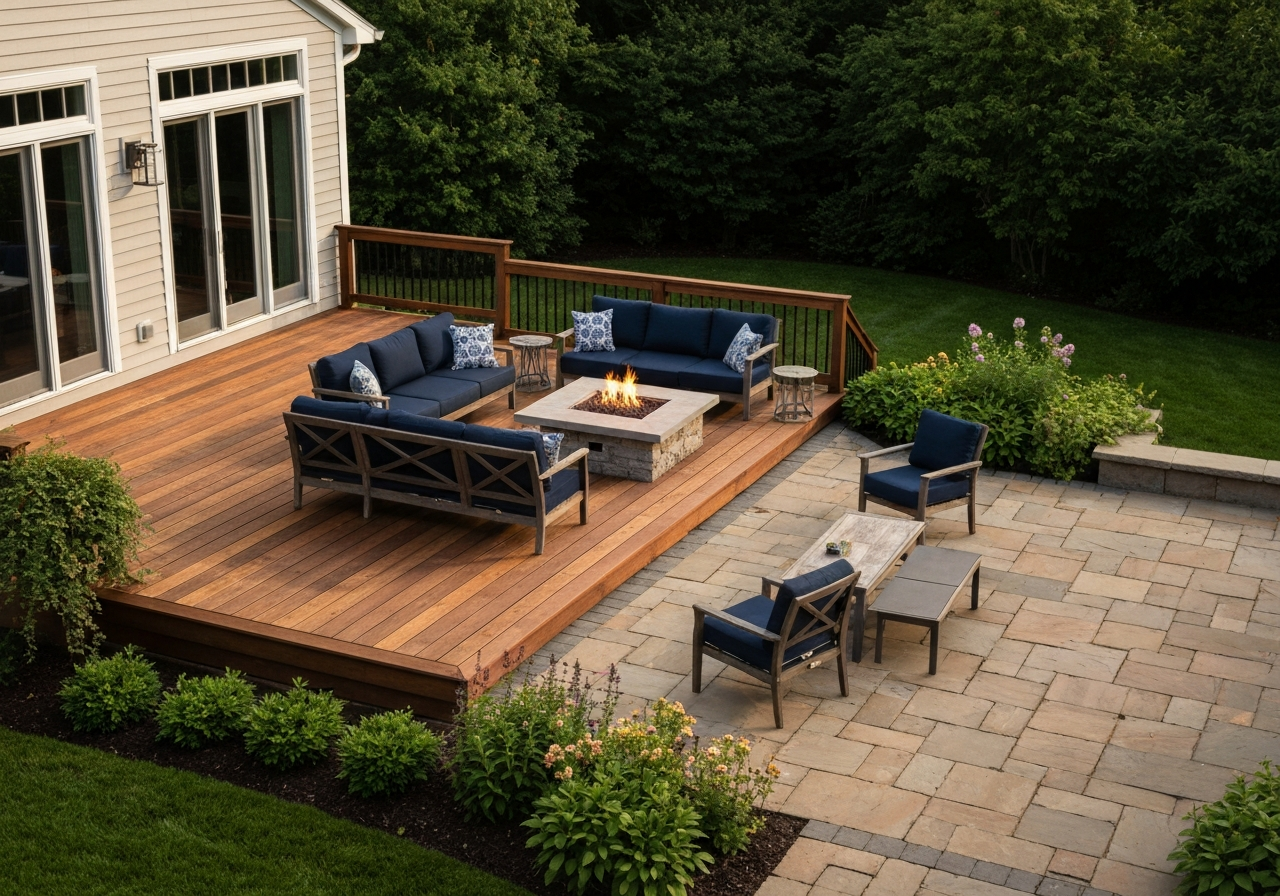 Custom deck and patio built by Ground Up Contracting in Sussex County Delaware