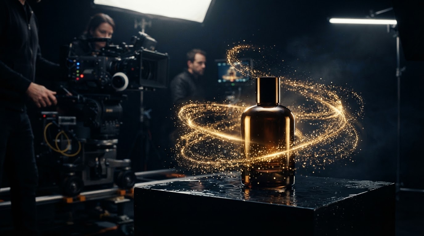 Cinematic luxury product commercial production still