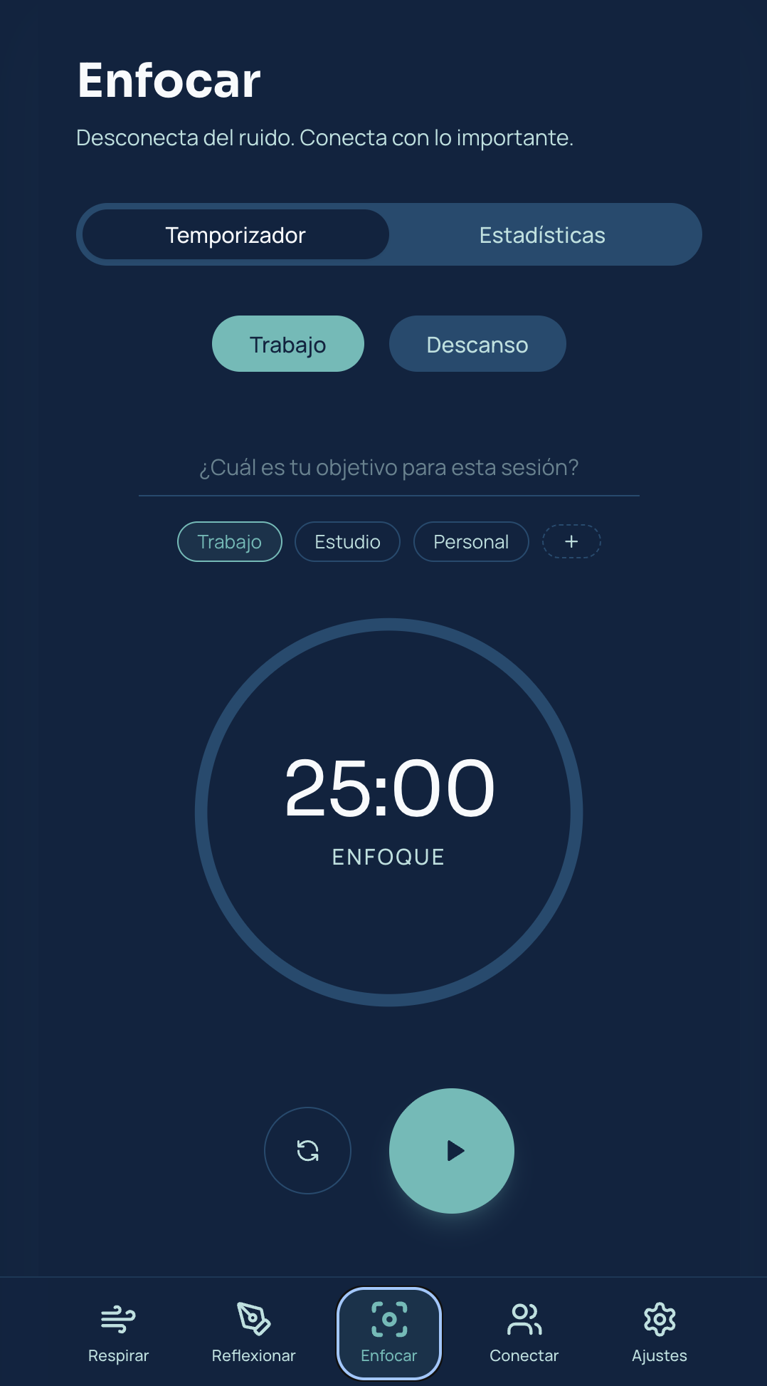 Interfaz de enfoque de cAlma