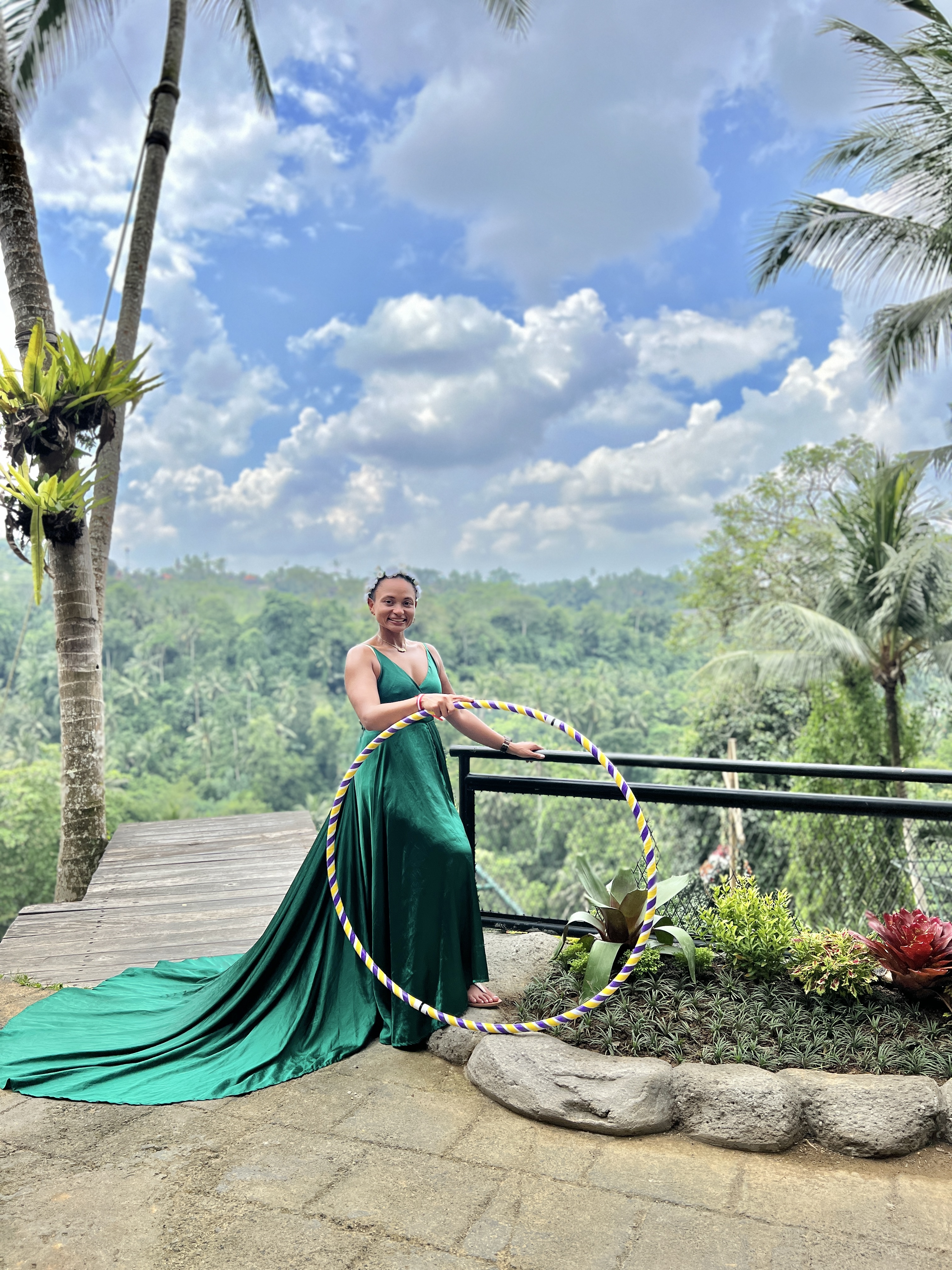 Woman with hula hoop in Bali