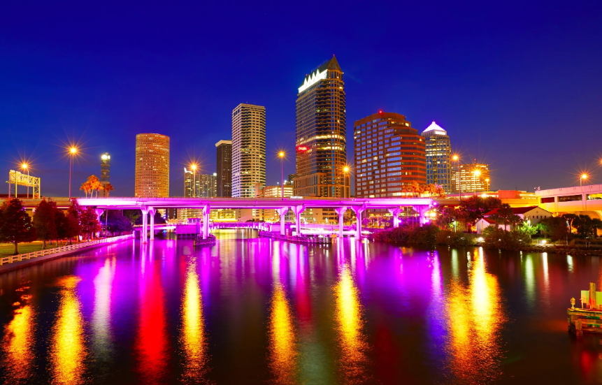 Tampa city skyline at night