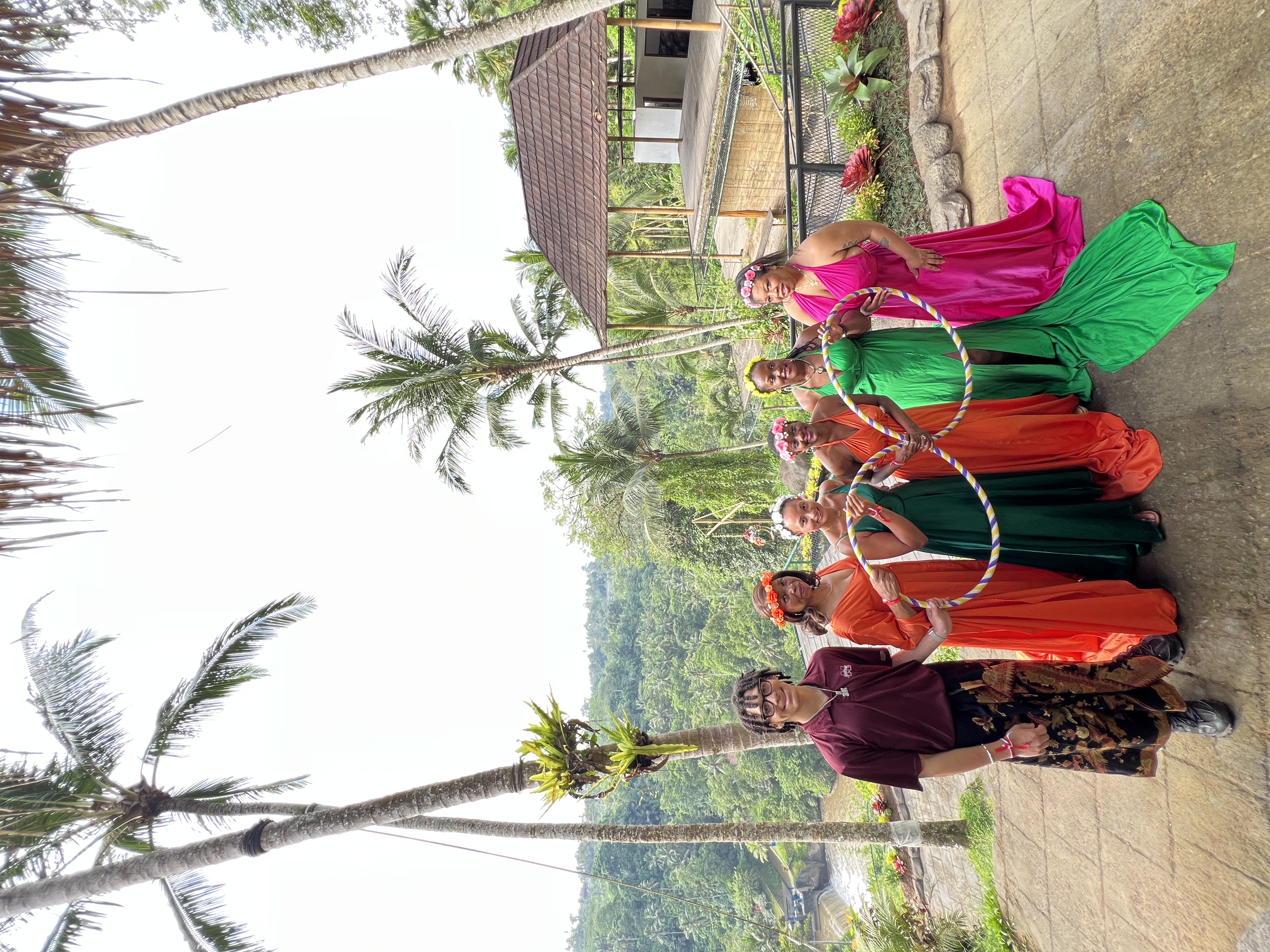 Women with hula hoops in Bali