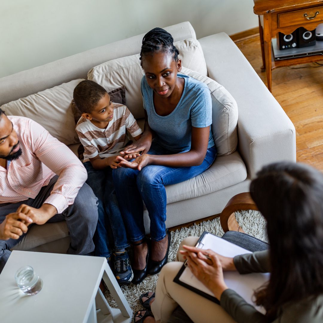 Family working through conflict