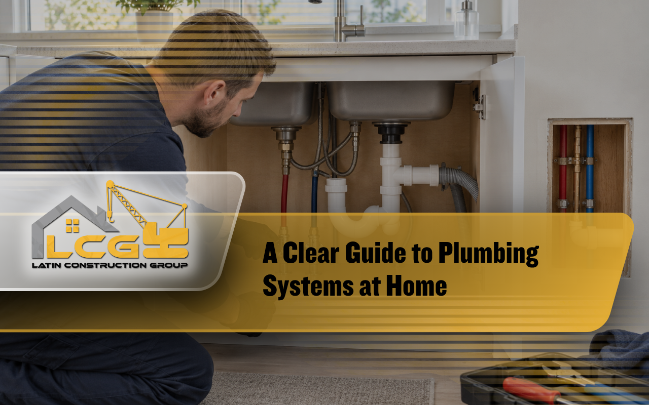 Home plumbing systems with visible supply and drain connections