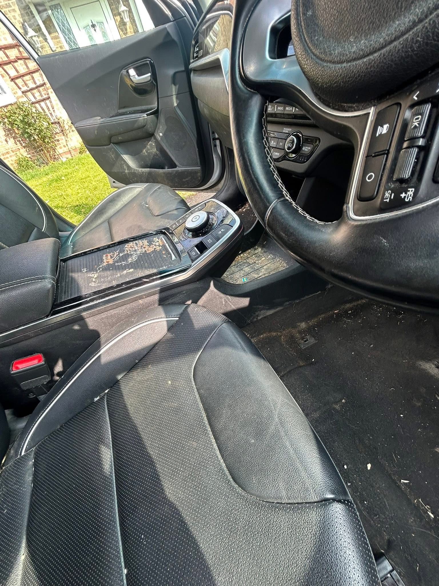 Illustrative example — cloth car seat before interior detailing in Frederick MD