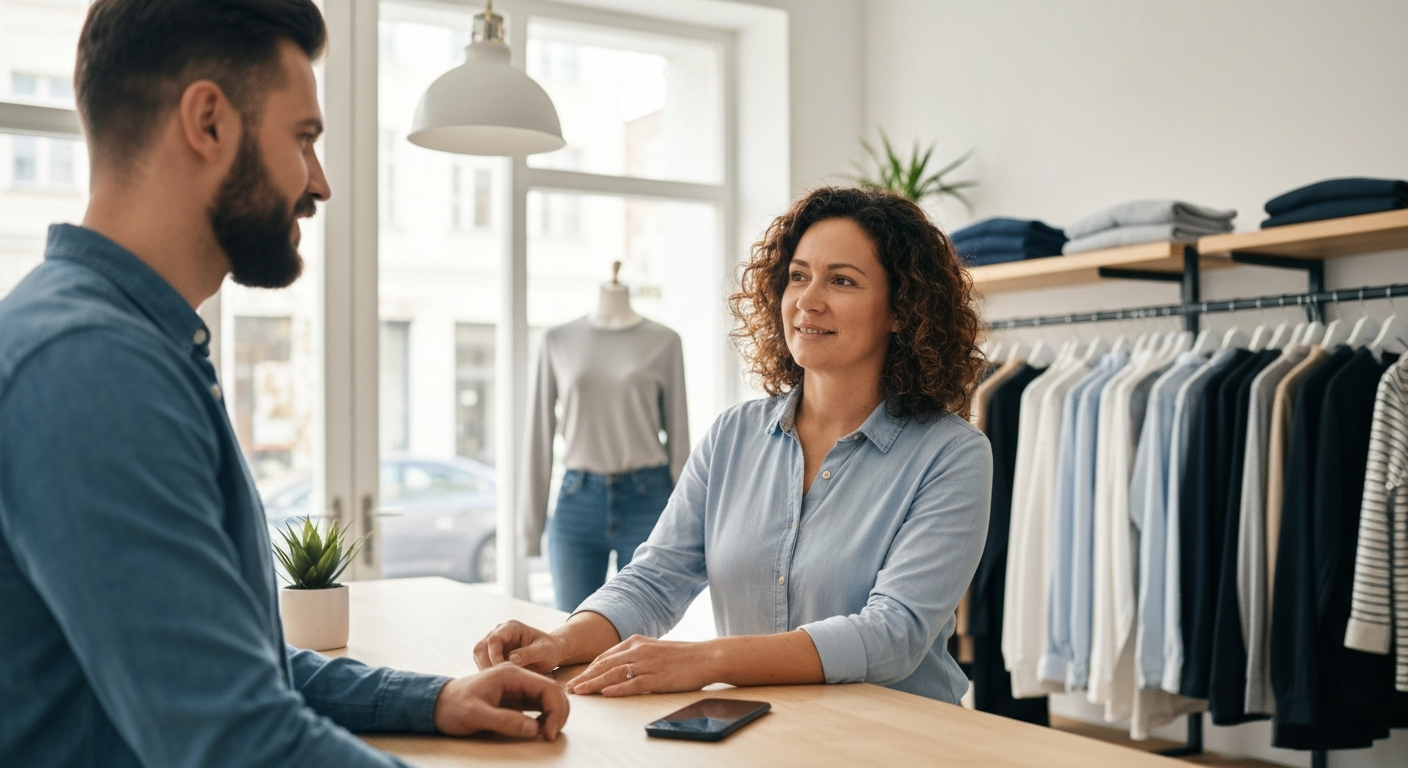 Small business owner working with a customer
