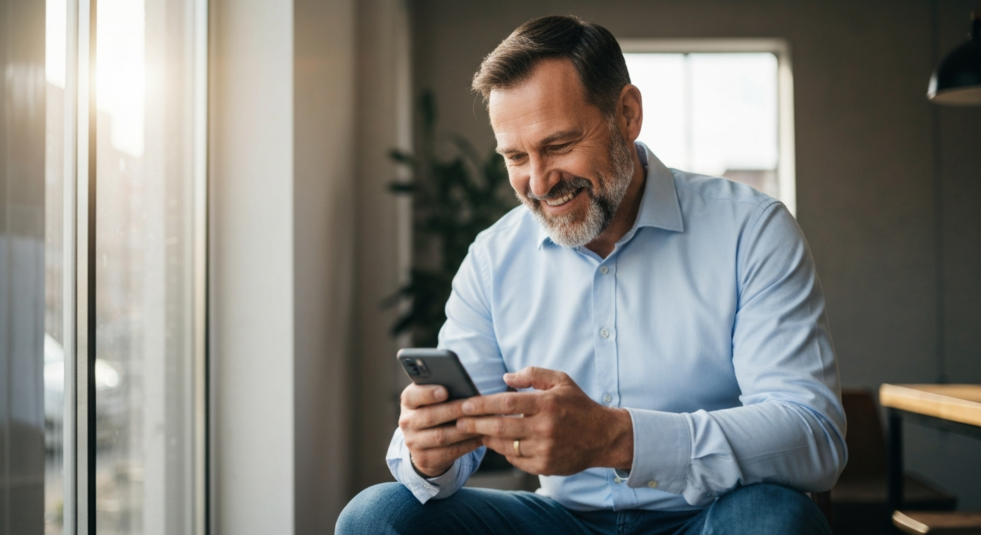 Business owner reviewing notification