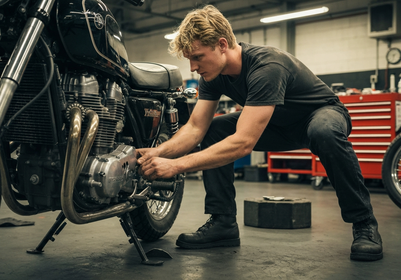 Auto mechanic busy working under the hood of a car