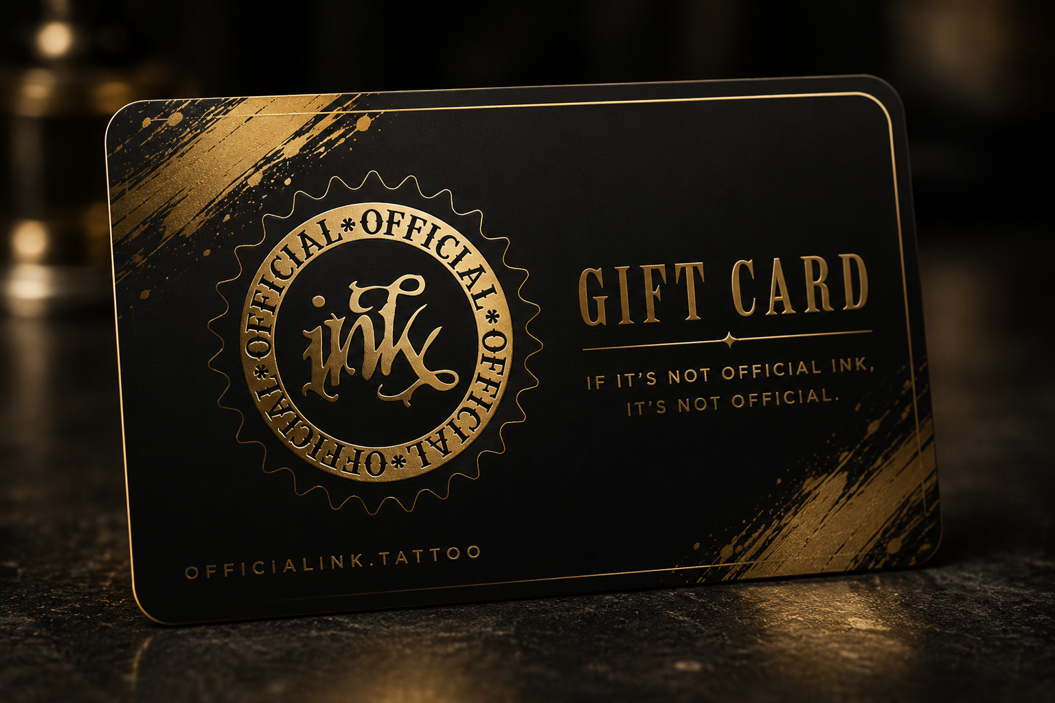 Official Ink tattoo gift card for tattoos and piercings