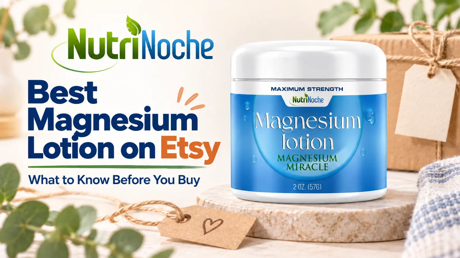 NutriNoche Magnesium Lotion featured in a guide to shopping for magnesium lotion on Etsy
