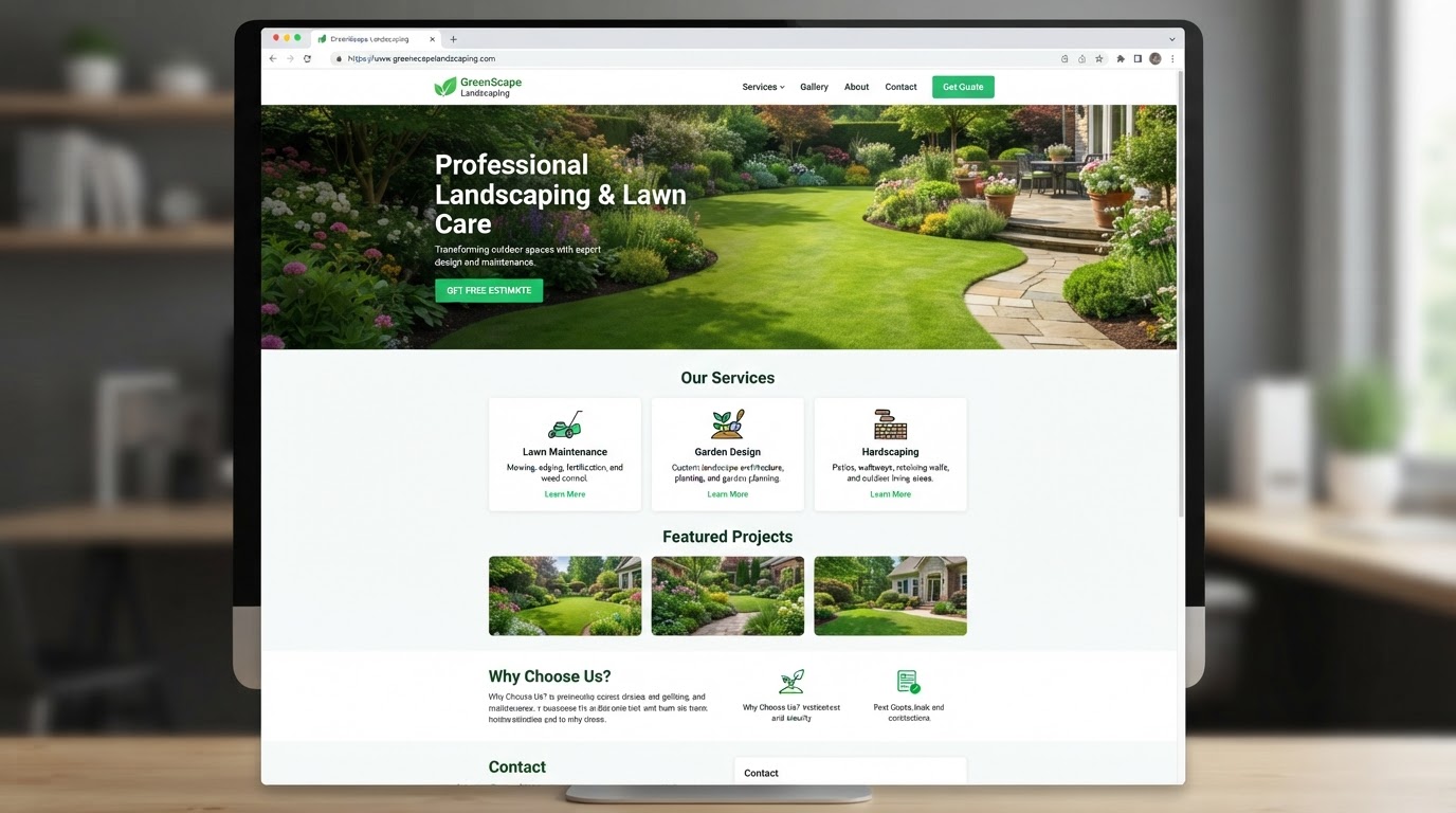 Landscaping & Lawn Care — website design example by Crescent Digitals