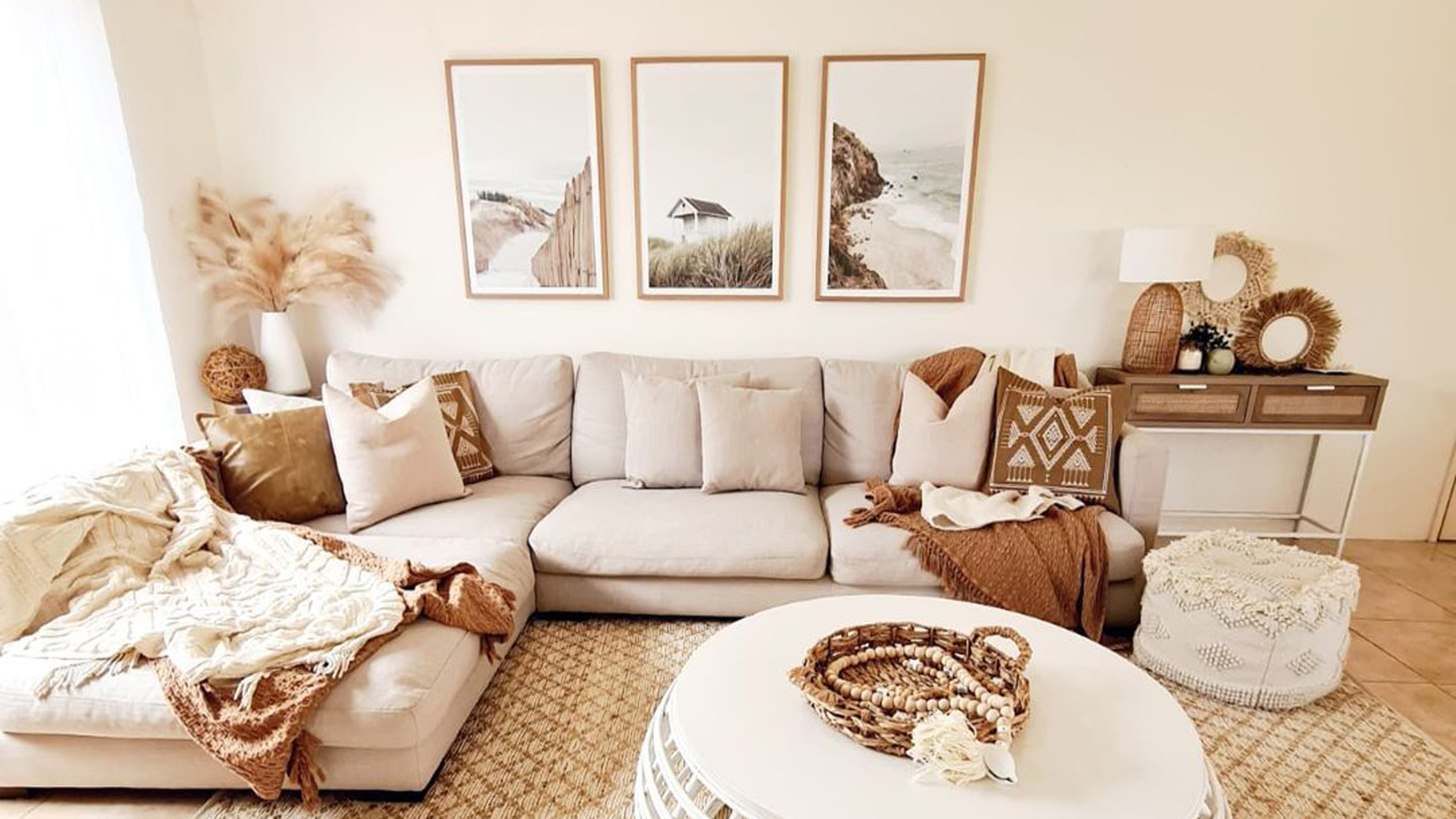 Warm, softly lit living room