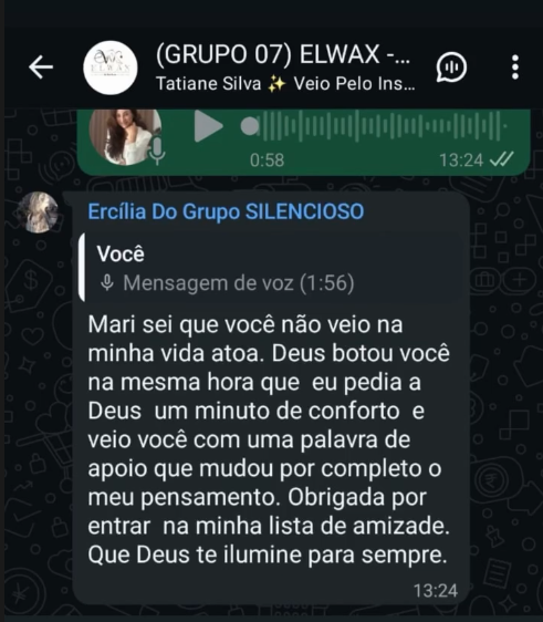 Depoimento emocionante da aluna Ercília