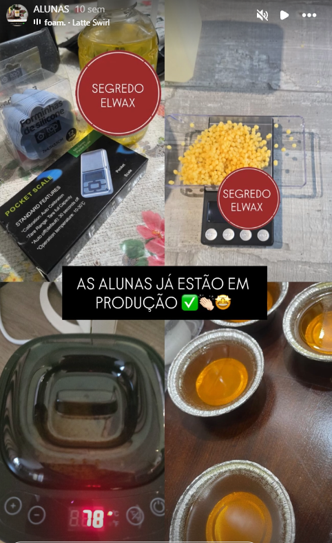 Alunas já em produção de cera artesanal pesando insumos na balança