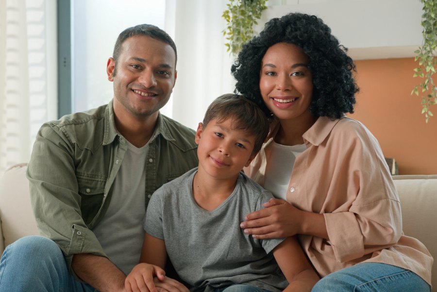Family supporting each other at home