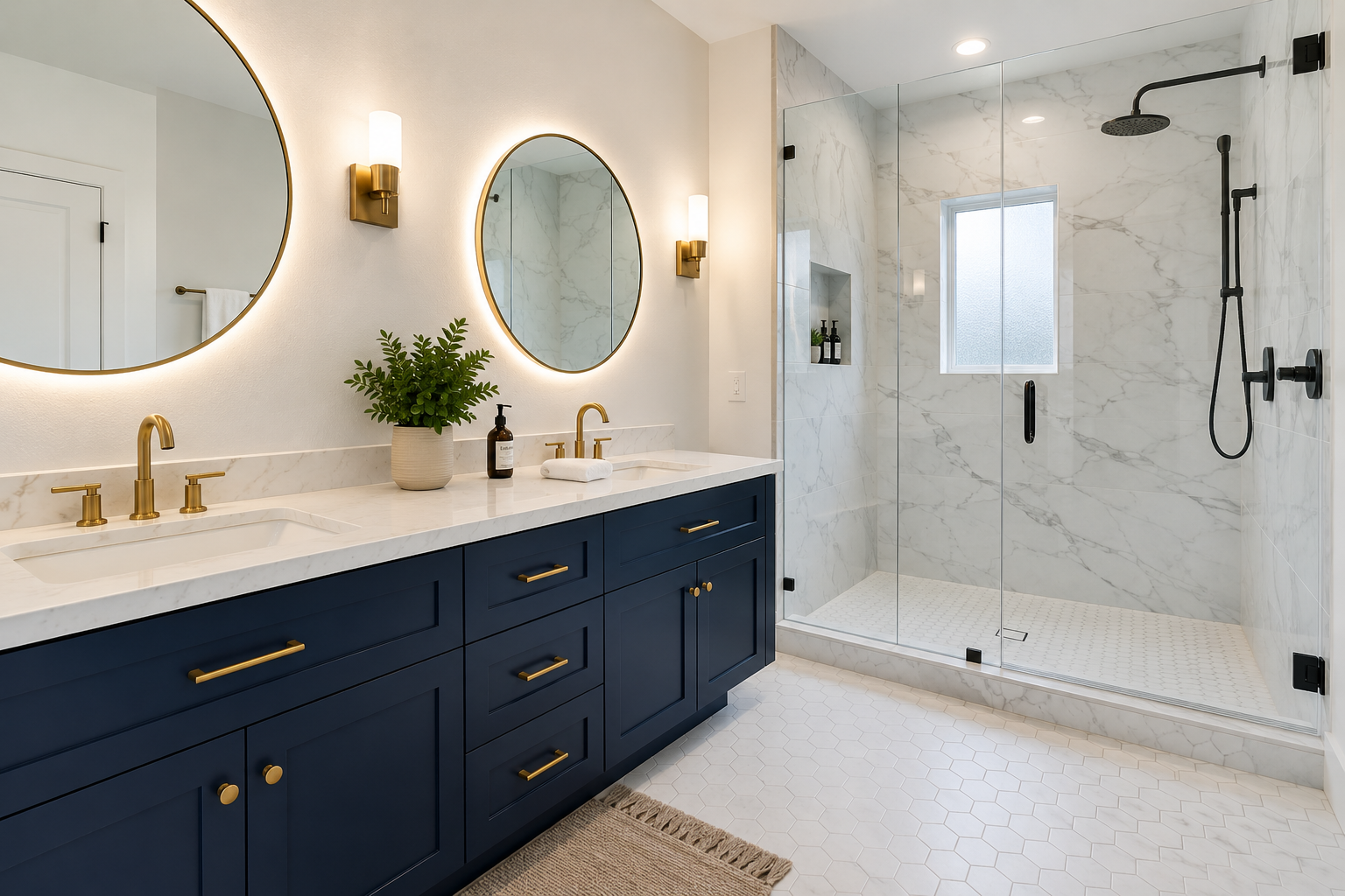 Luxury bathroom remodel in Houston by One Design Place