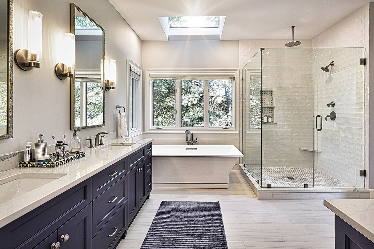 Finished master bathroom remodel in Houston by One Design Place