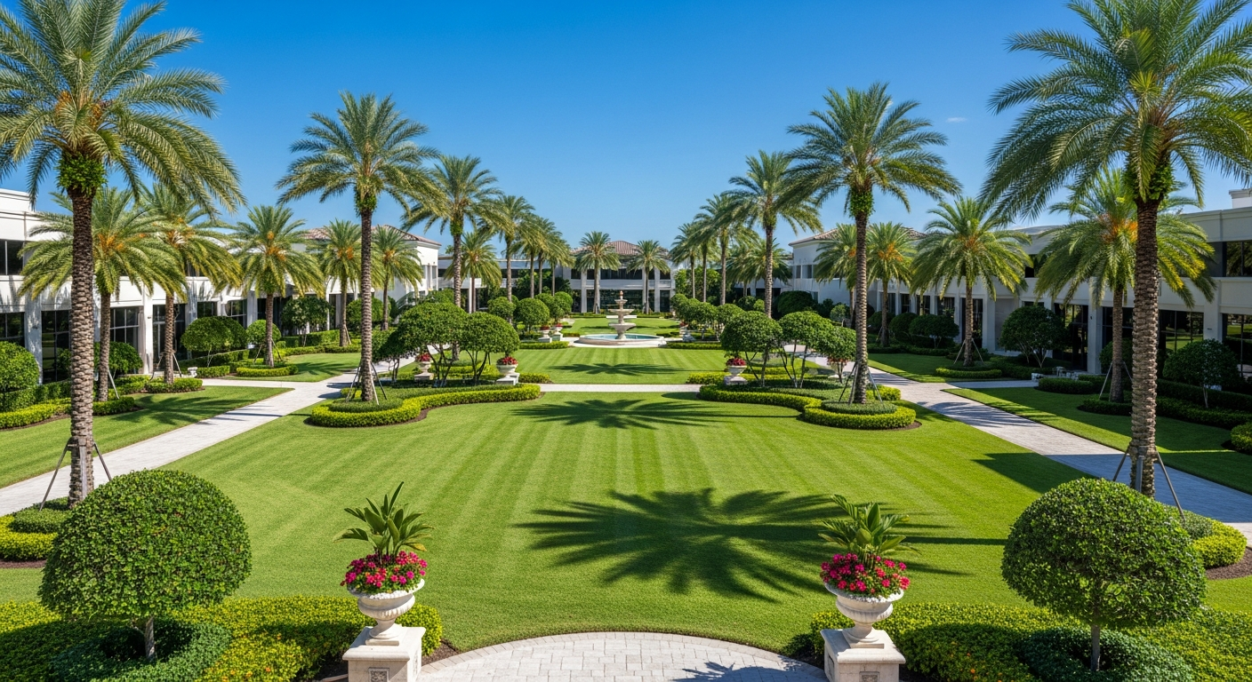 Clean, pristine landscape in Palm Beach County with no visible tree stumps