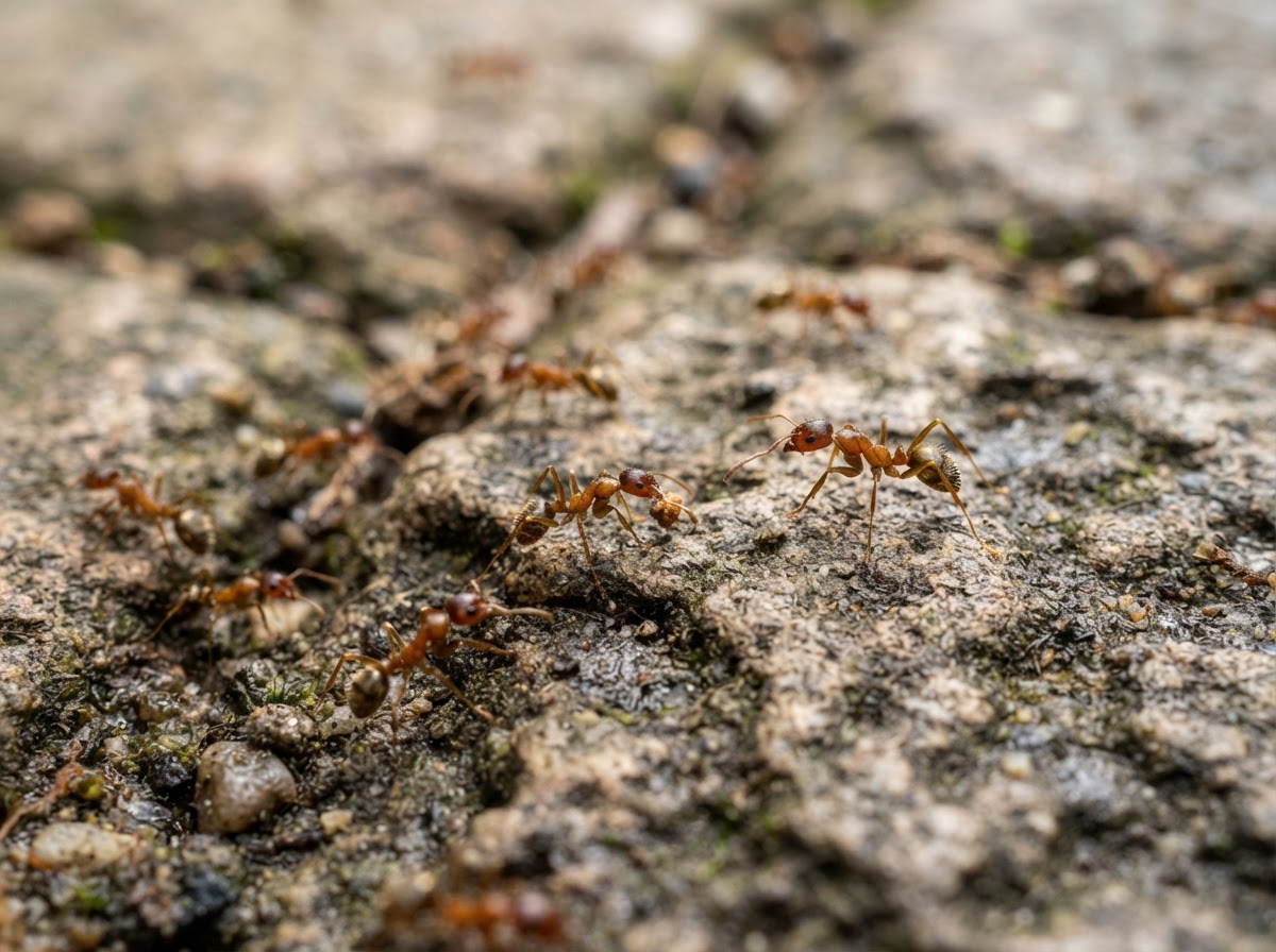 Tawny crazy ants on outdoor surface