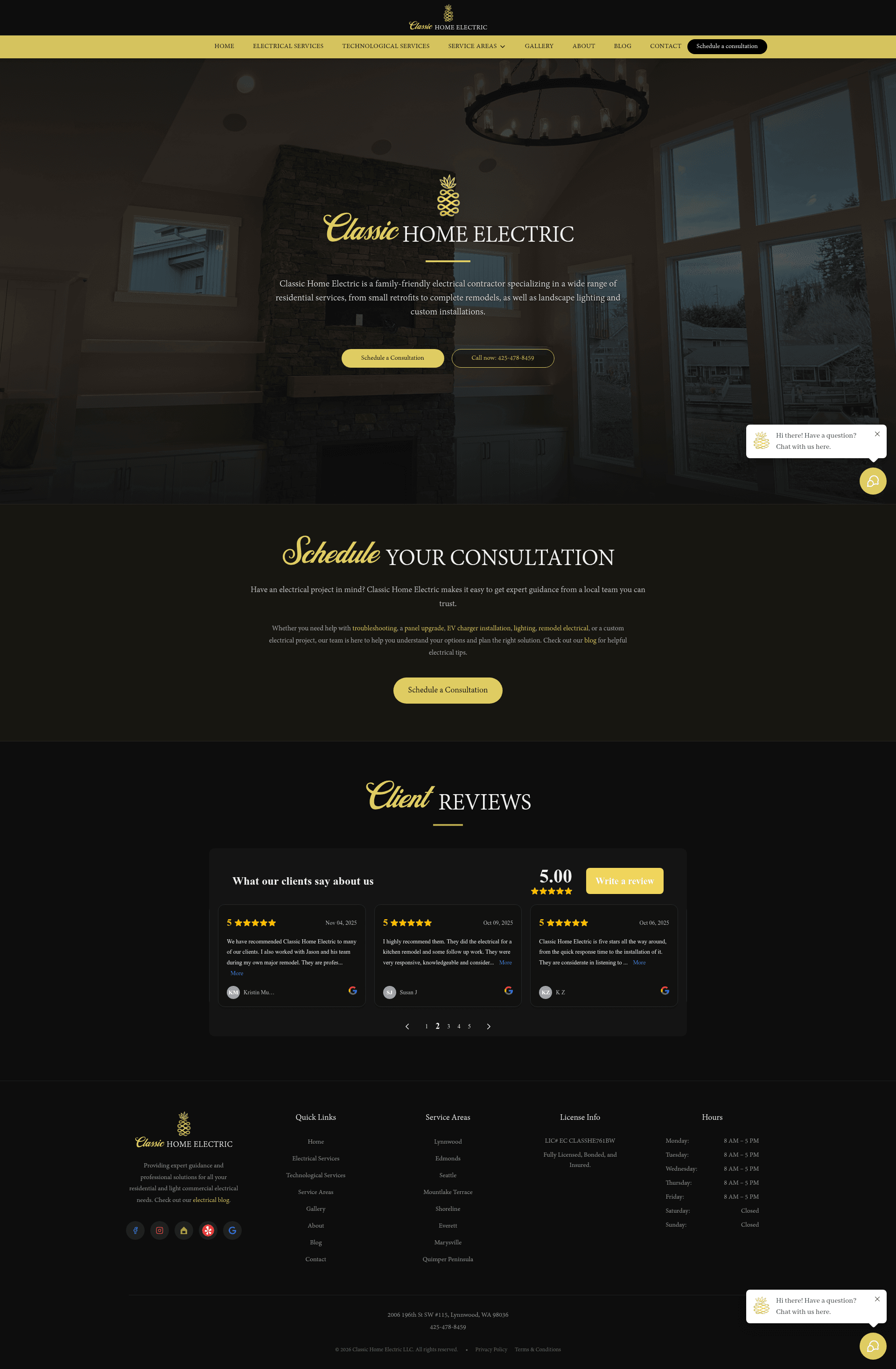 Classic Home Electric website preview
