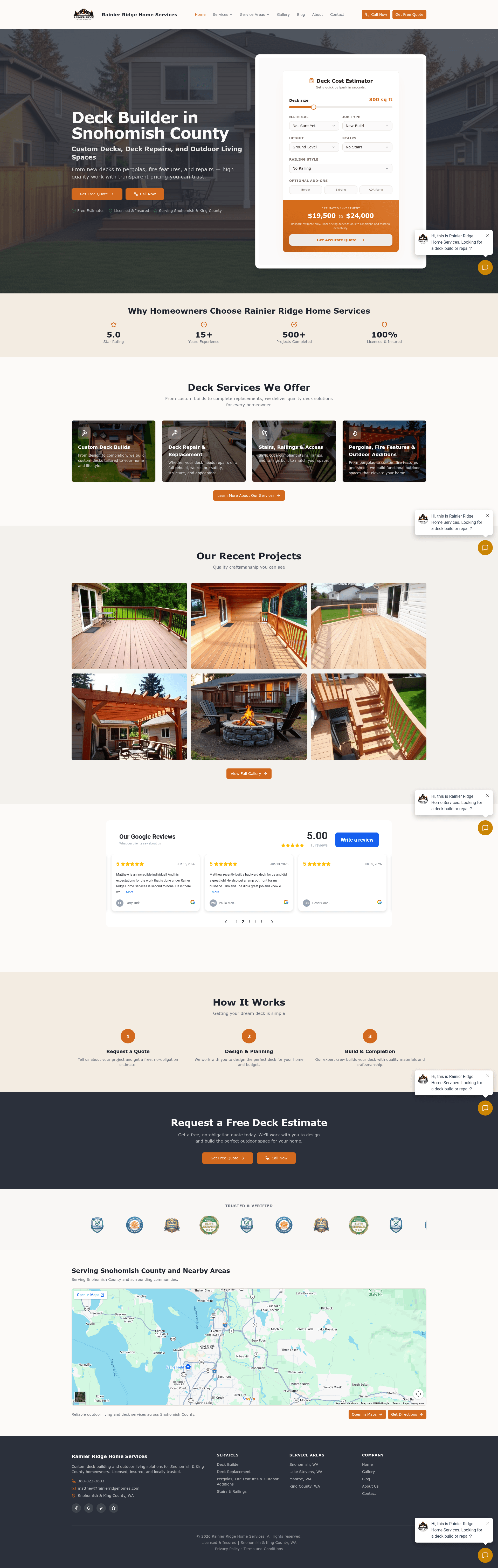 Rainier Ridge Homes website preview