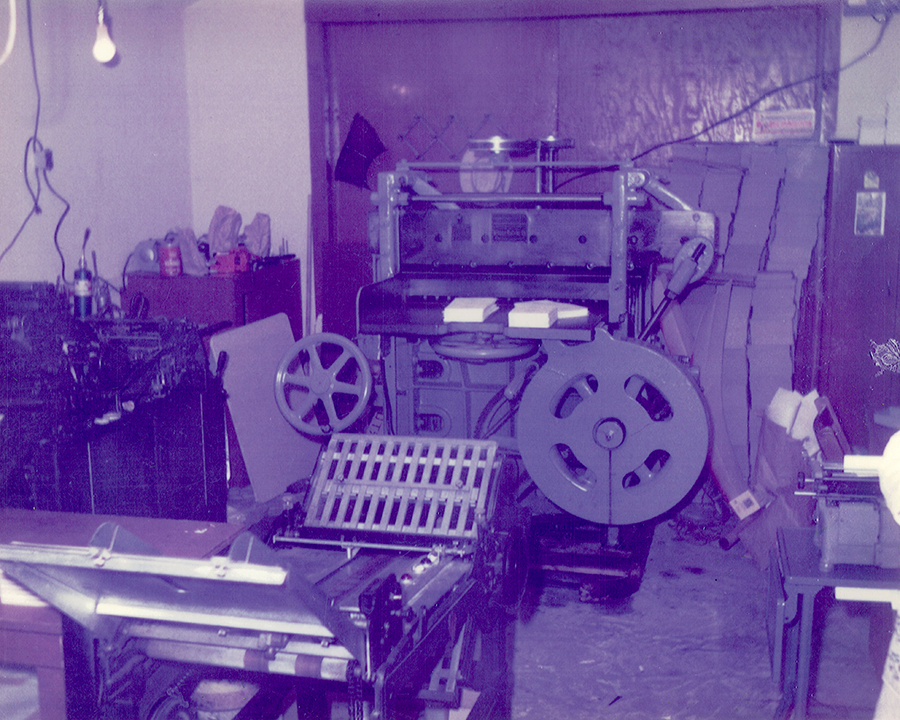 The original $400 sheet-fed printing press used by Anthony McStatts in 1968
