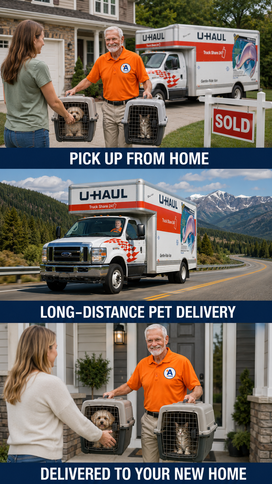 Professional driver next to U-Haul moving truck