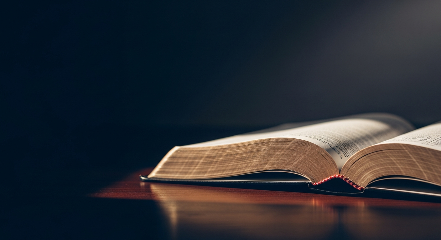 An open Bible in warm light