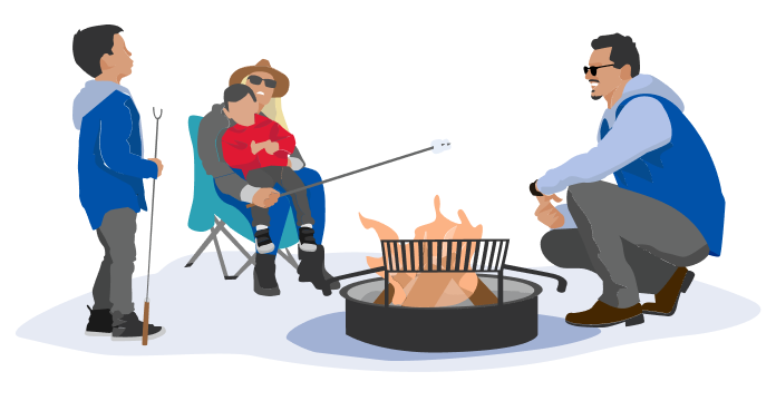 Family camping illustration