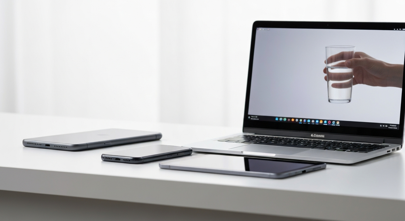 Electronic devices on a desk