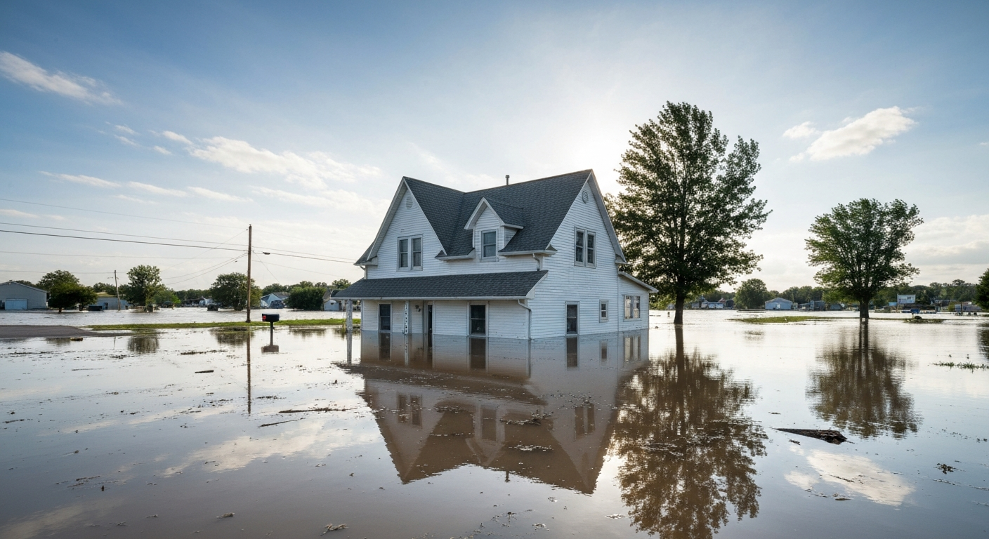 House in flood water