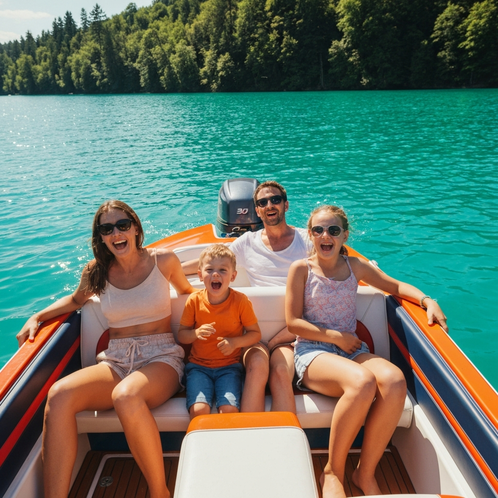 Family enjoying a boat ride