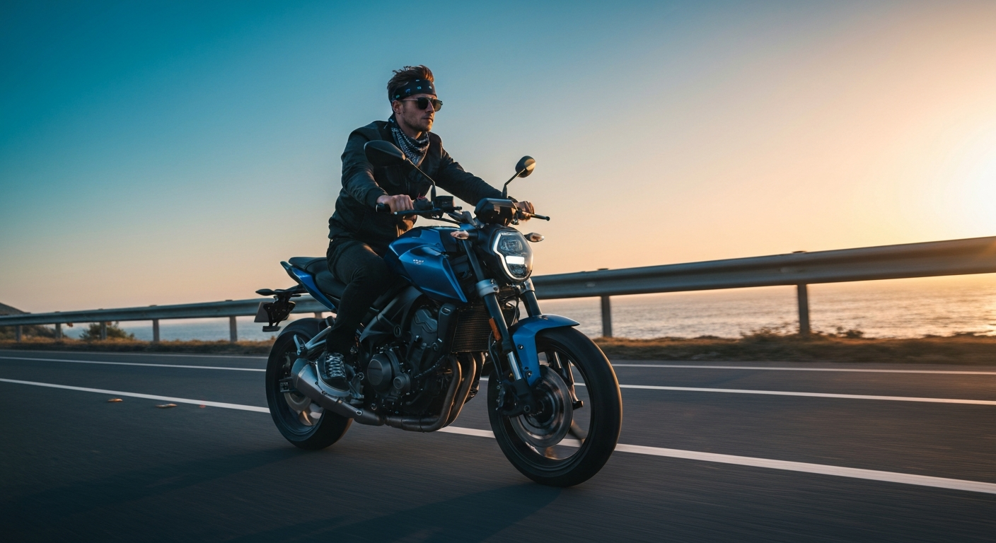 Motorcycle on scenic road