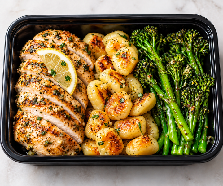 Lemon Garlic Herb Chicken and Crispy Gnocchi
