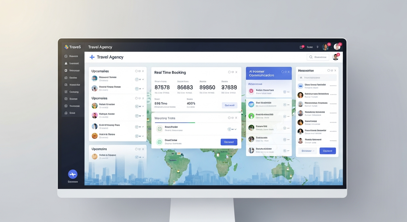 Ideazic AI travel agency dashboard showing automated bookings, itinerary management, and customer communication workflows