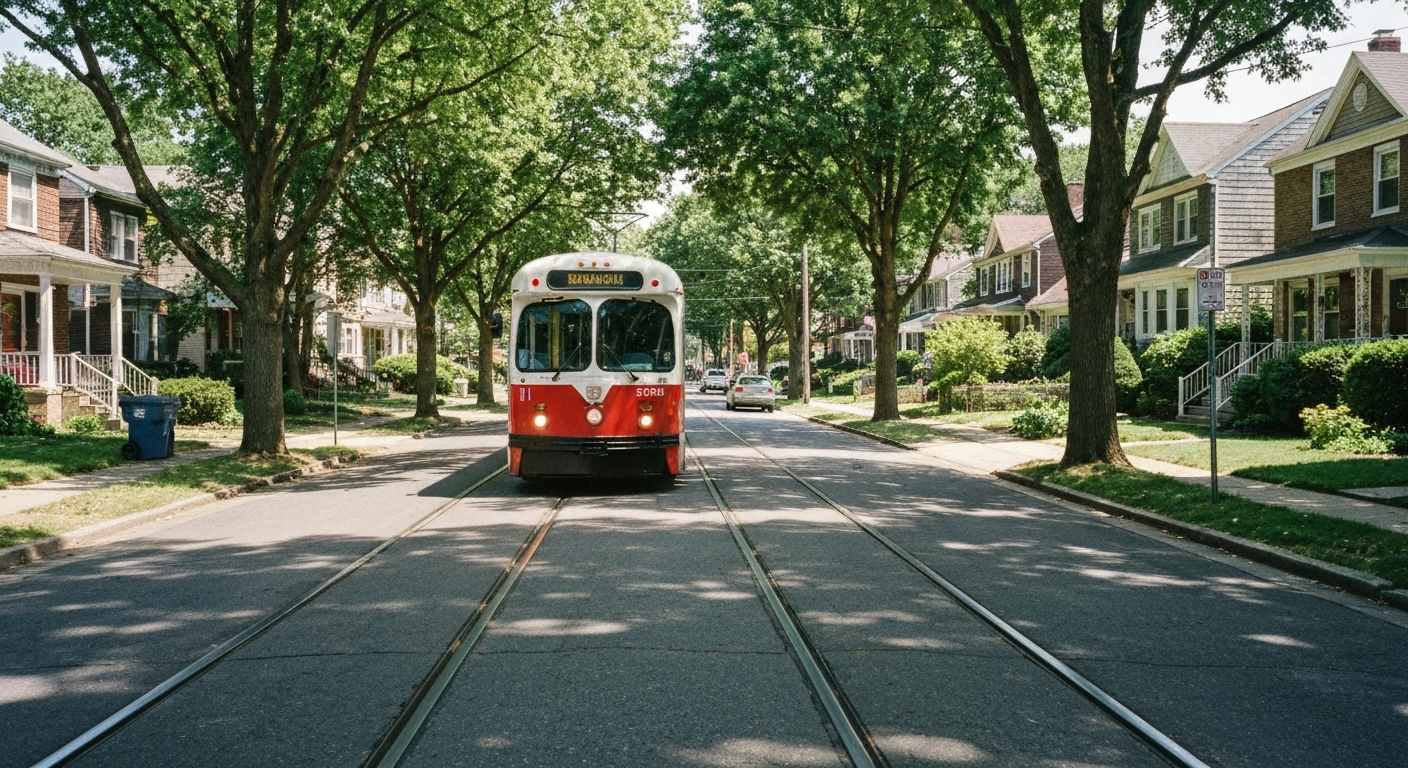 SEPTA trolley near Drexel Hill PA