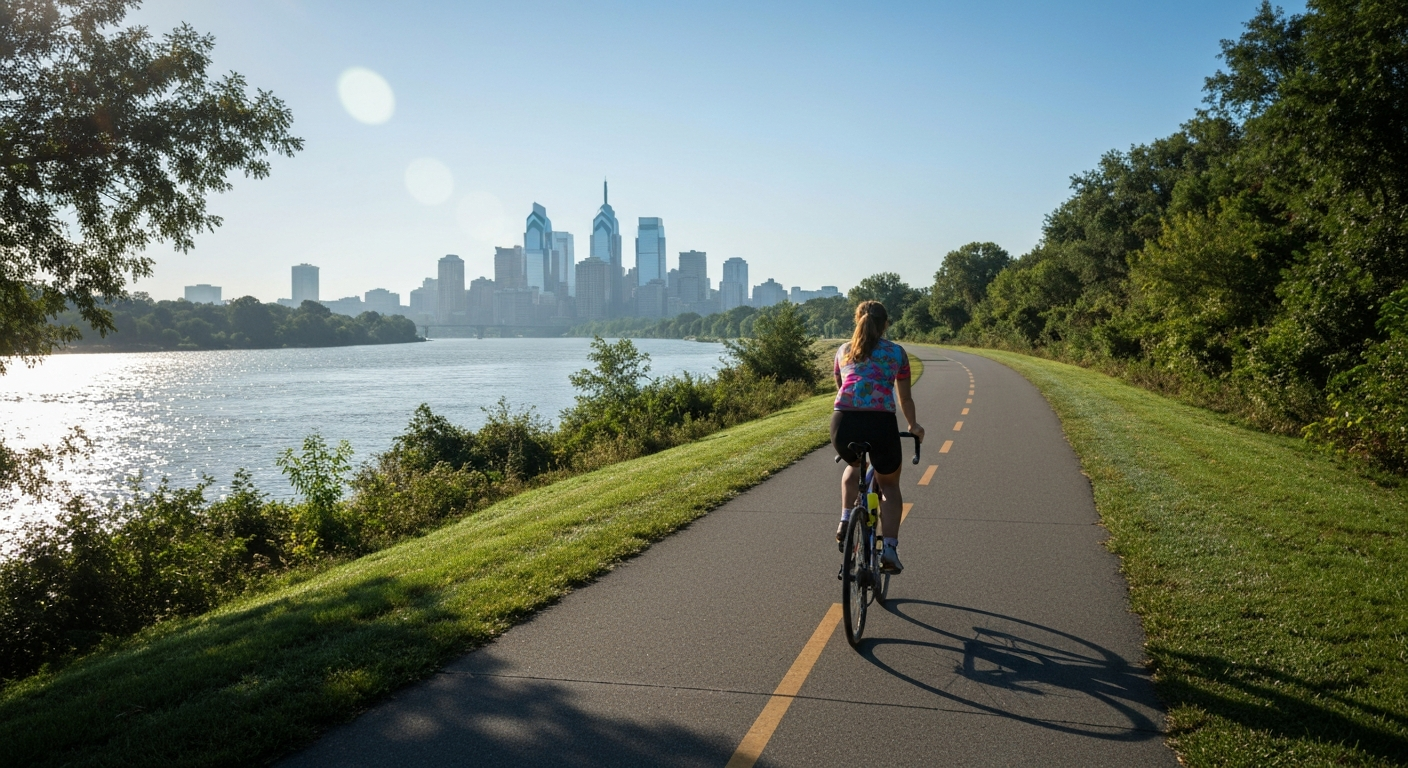 Schuylkill River Trail bike commute Manayunk to Center City Philadelphia