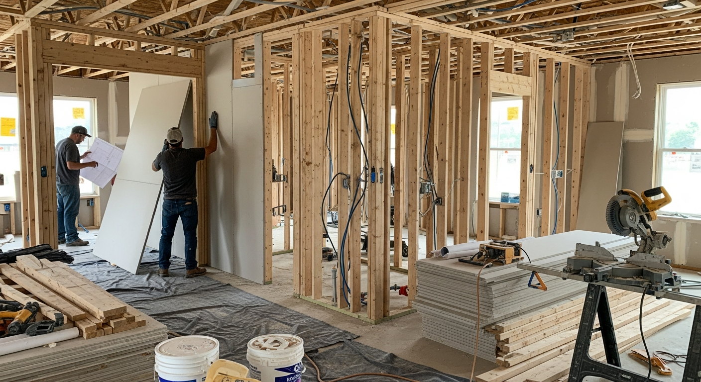 Mid-renovation property interior