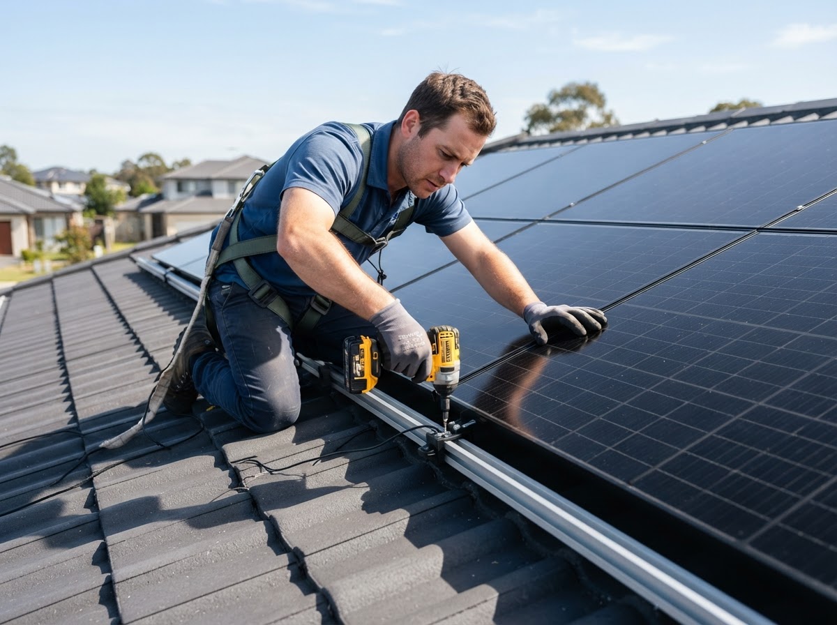 Pose de panneaux photovoltaïques par OCR+ sur toiture tuiles