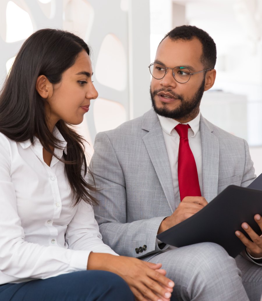 Professional bail agent assisting a client