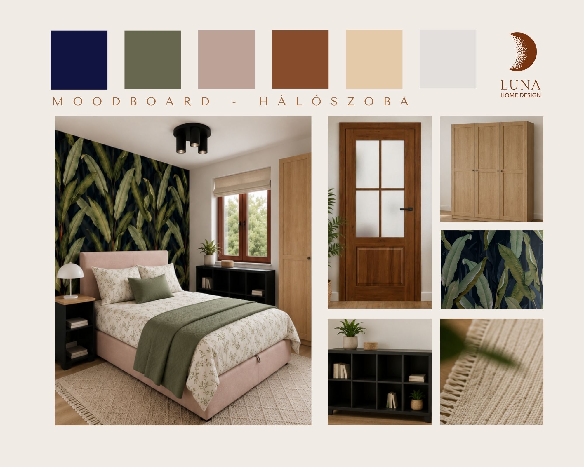 Luna - Stílus - Moodboard - Hálószoba variáció