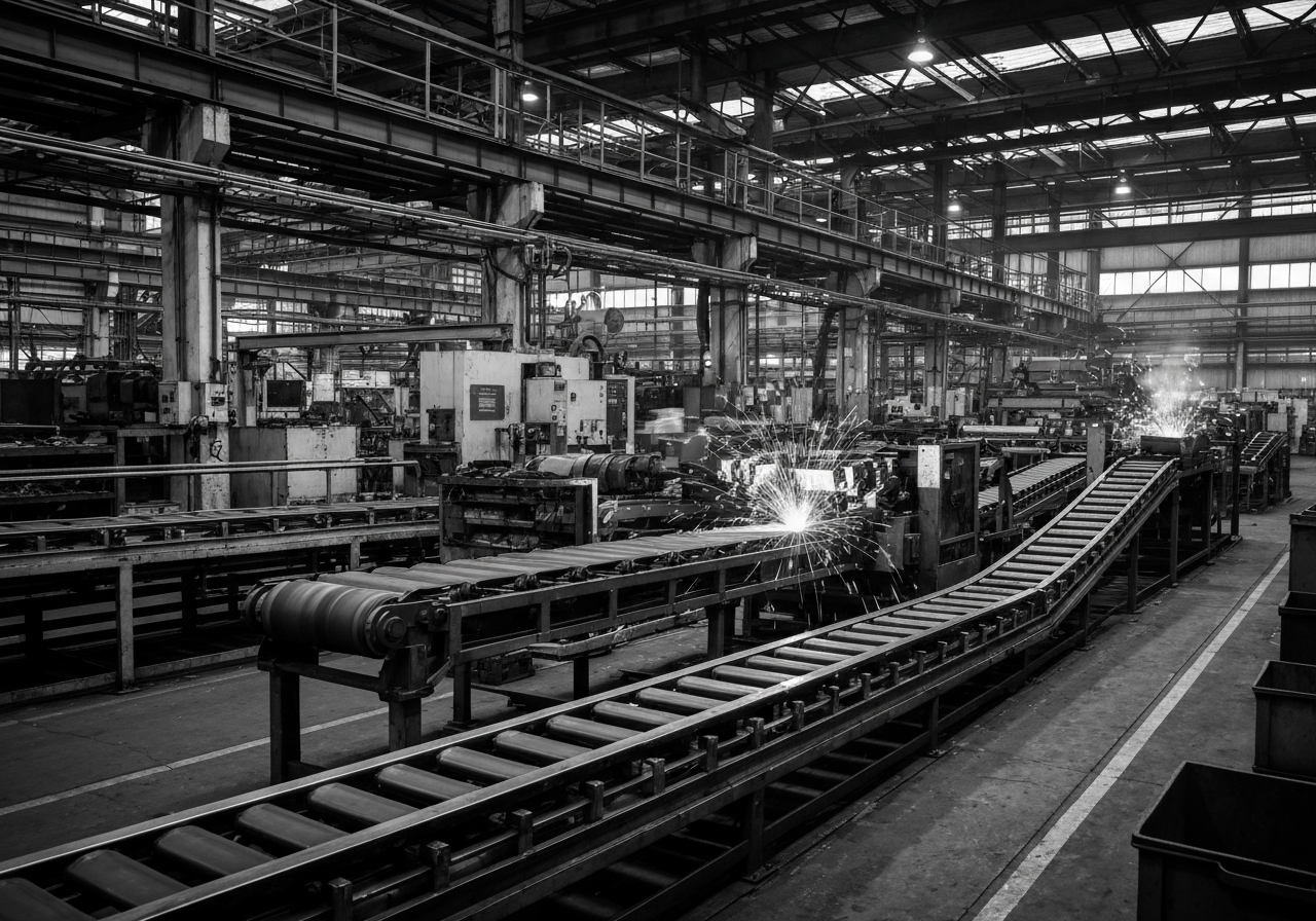 Fertigungshalle mit Produktionslinie – Engpässe und Verlustbringer sichtbar machen