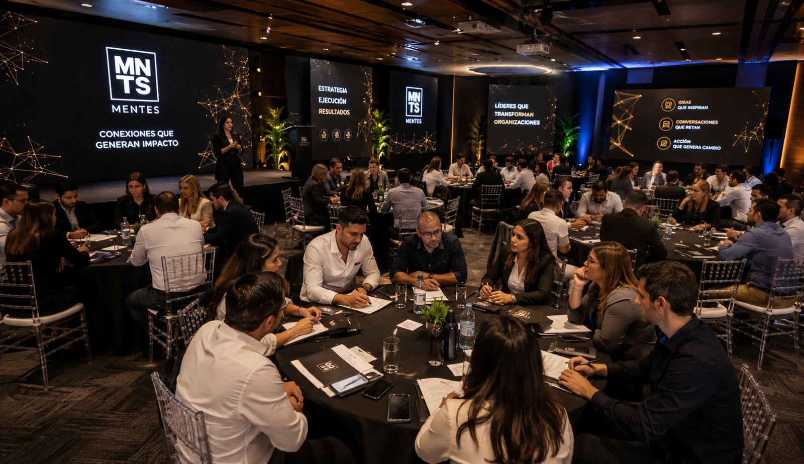 Ejecutivos estrategizando en sala de juntas