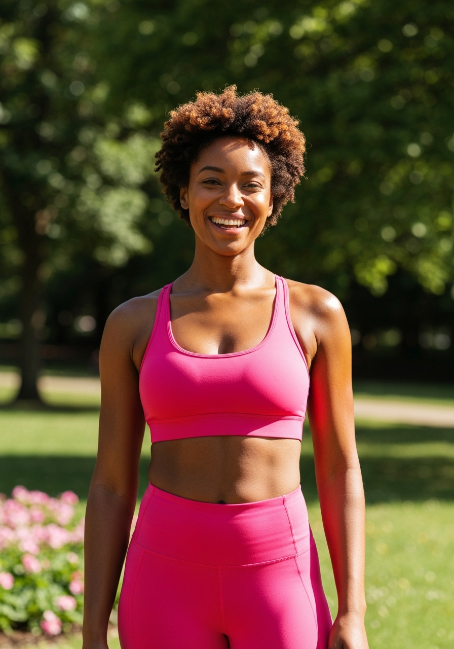 Happy healthy woman smiling outdoors