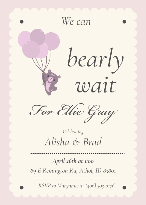 Bearly Wait Invitation