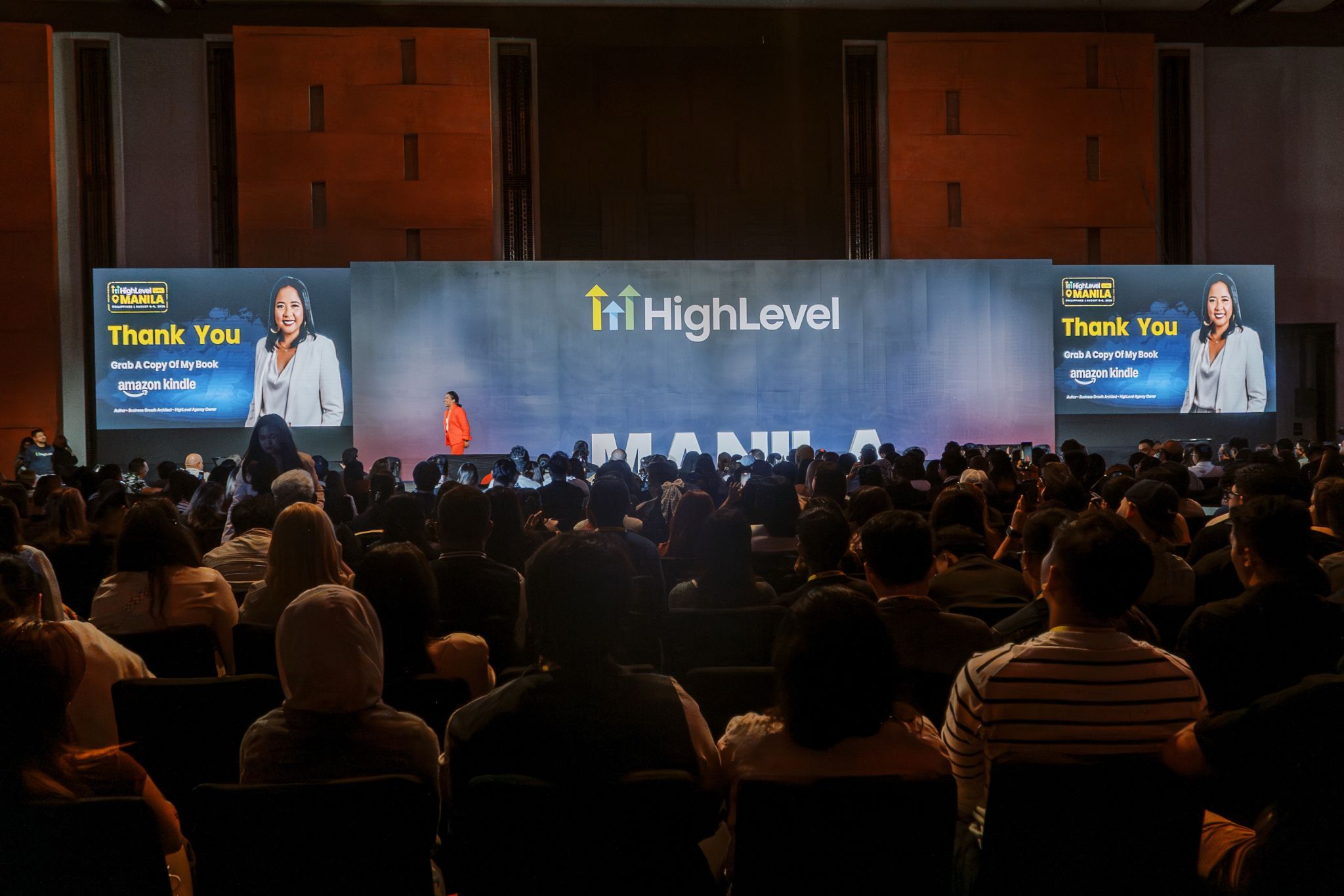 Joanna Sherrow presenting on stage at HighLevel LIVE Manila 2026