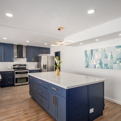 Large Blue Kitchen Island - Kitchen Remodeling by Builders For You Construction in Yuma, AZ