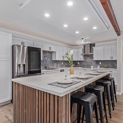 Modern Kitchen with Wood Slat Island - Kitchen Remodeling by Builders For You Construction in Yuma, AZ