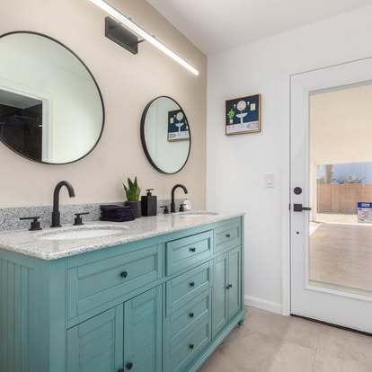 Teal Double Vanity Bathroom Teal Double Vanity Bathroom - Bathroom Remodeling by Builders For You Construction in Yuma, AZ